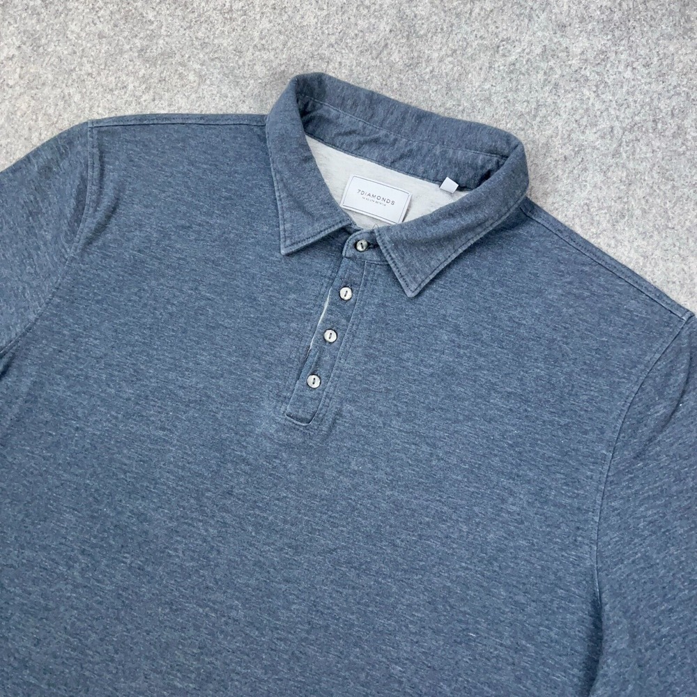 7 Diamonds Polo Shirt Mens Large Gray Solid Short Sleeve Golf Soft Cotton Casual